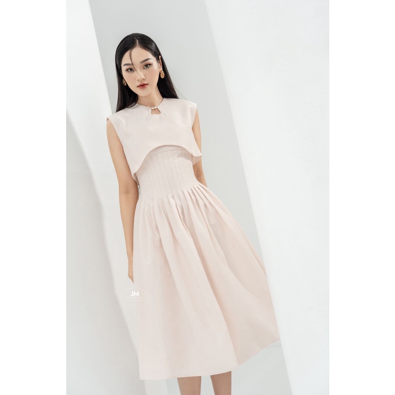 Đầm JM Dress Desgin chiết eo giả áo khoác ngoài 1S24.2204LI