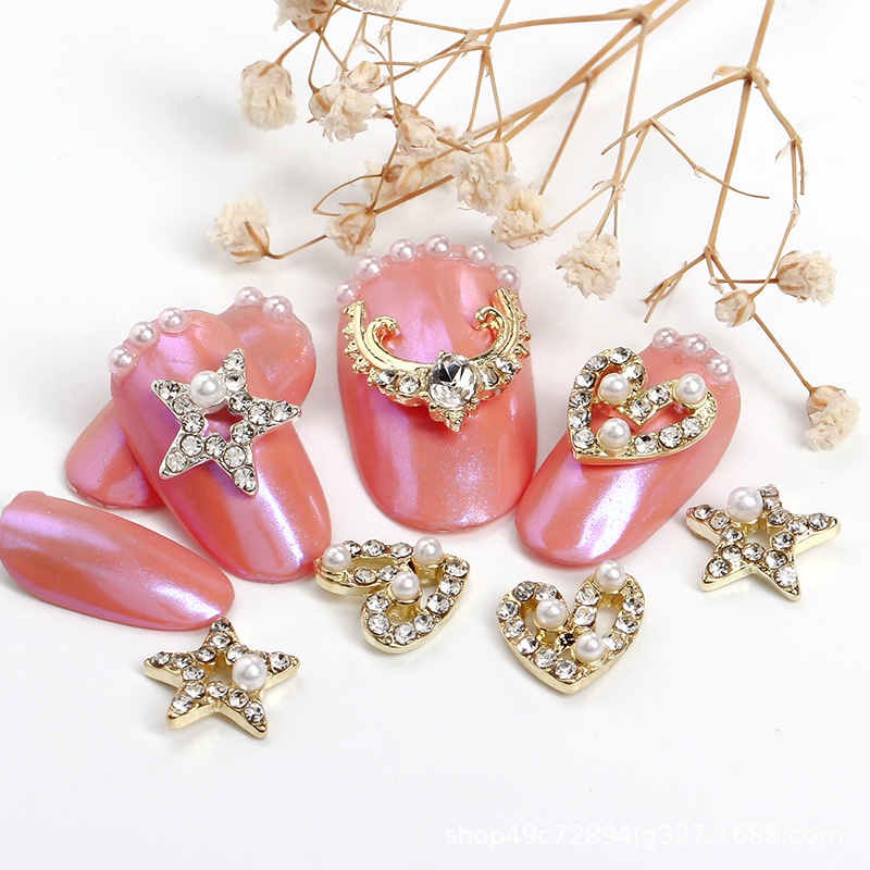 Miếng Dán Trang Trí Móng Tay Nghệ Thuật Hình Hươu Sao Năm Cánh Bằng Hợp Kim Màu Sắc Đa