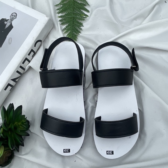 dép xăng đan nam nữ đế bằng A6 đen ( sandal đồng nai )