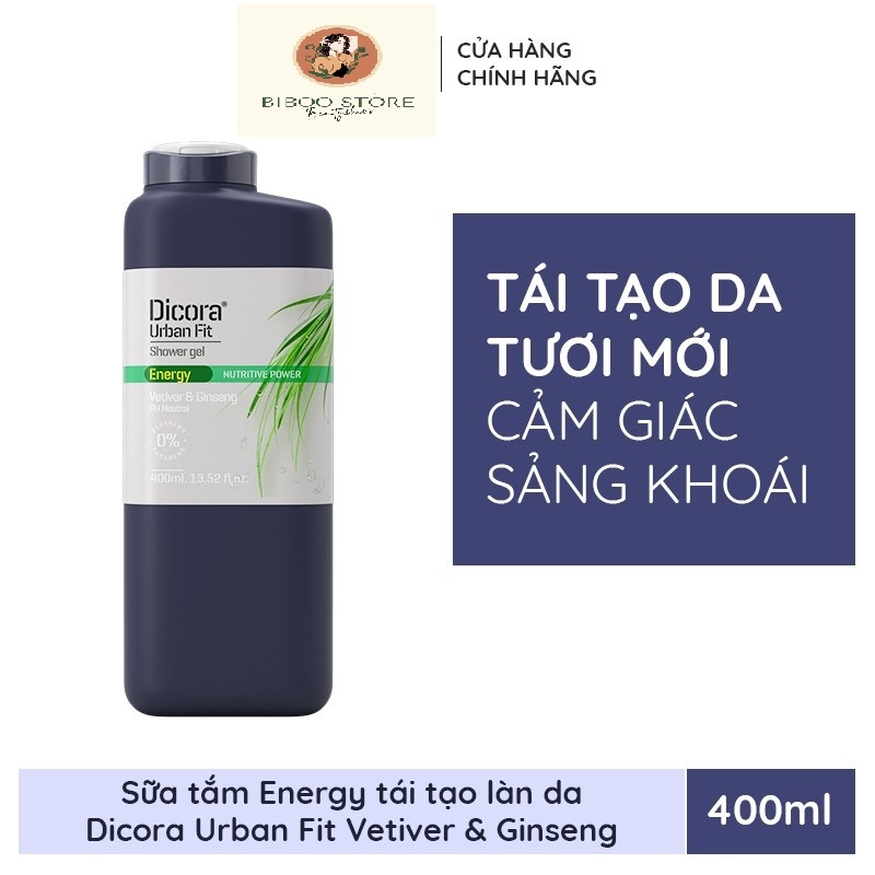 Sữa tắm nam Dicora Urban Fit Energy chiết xuất Cỏ Vetiver & Nhân Sâm 400ml