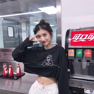 Áo thun nữ | Áo thun croptop tay dài hình vẽ