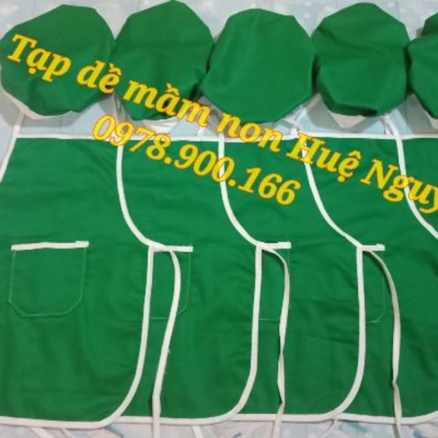 Combo 50 bộ tạp dề +mũ cho bé mầm non