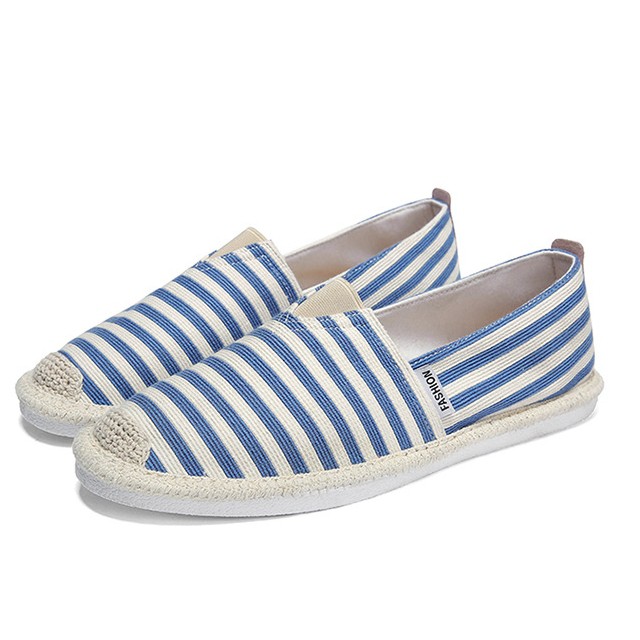 Slip on nam - Giày lười vải nam cao cấp - Vải thô sọc xanh nhạt - Mã SP 2906 | BigBuy360 - bigbuy360.vn