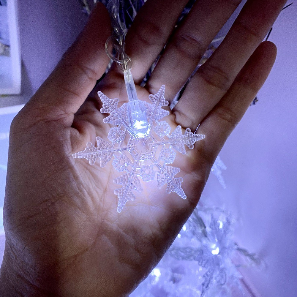 Dây Đèn Led Trang Trí Giáng Sinh Hình Bông Tuyết Lớn 6cm Dài 5 Mét Ánh Sáng Trắng Lung Linh