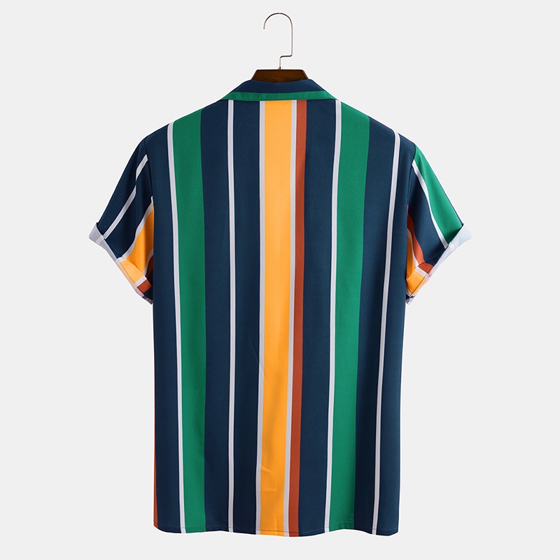 Áo Sơ Mi Tay Ngắn Kẻ Sọc Chất Liệu polyester Cho Nam Size S-3XL