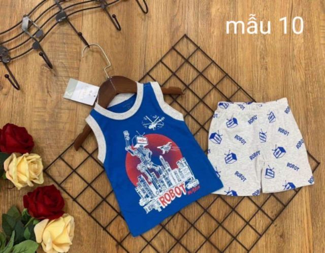 bộ ba lỗ cotton xuất xịn cho bé trai