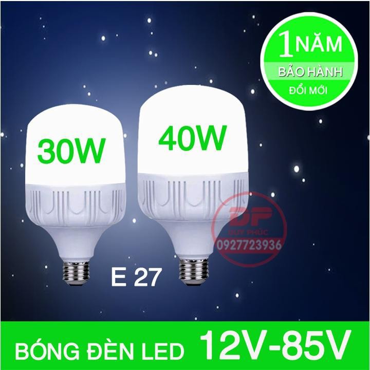 Bóng đèn led dùng bình ắc quy 20W 30W 40W dùng cho các loại bình ắc quy từ 12v đến 85v - loại tốt - chuôi xoáy E27