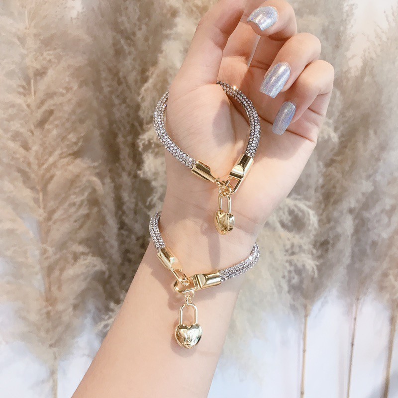 Vòng tay đính Full đá khoá móc vàng lấp lánh sang trọng - V032J