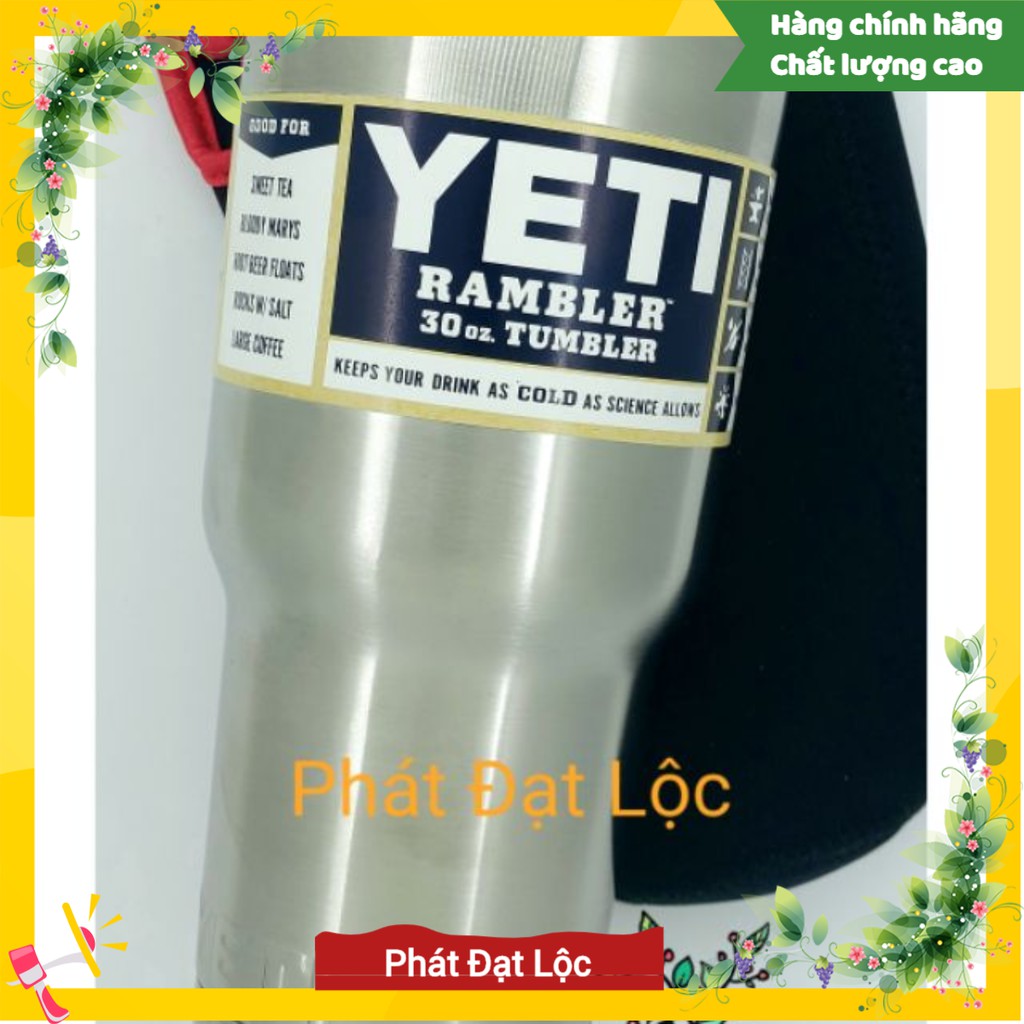 Ly giữ nhiệt YETI -  Phát Đạt Lộc ( GIỮ LẠNH LÂU  làm bằng inox 304 kèm túi đựng , ống hút - Không đổ mồ hôi