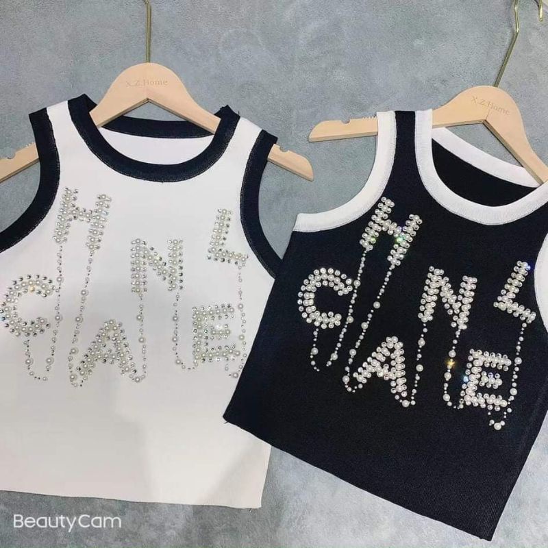 Áo len sát nách đính chữ ngọc hàng QC