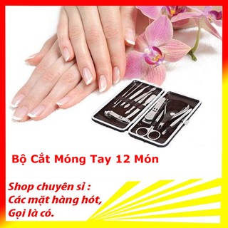 Bộ cắt móng tay 12 món thép inox không gỉ, sắc bén nhỏ gọn