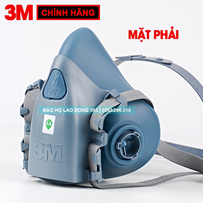 [CHÍNH HÃNG] Mặt Nạ Phòng Độc 3M 7502 Đầy Đủ 7 Món + Phin Lọc 3M 6001CN + Bông Lọc 3M 5N11CN + Nắp Giữ Bông Lọc 3M 501.