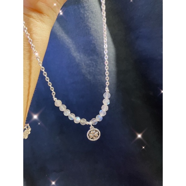 Vòng cổ labradorite natural mix s925