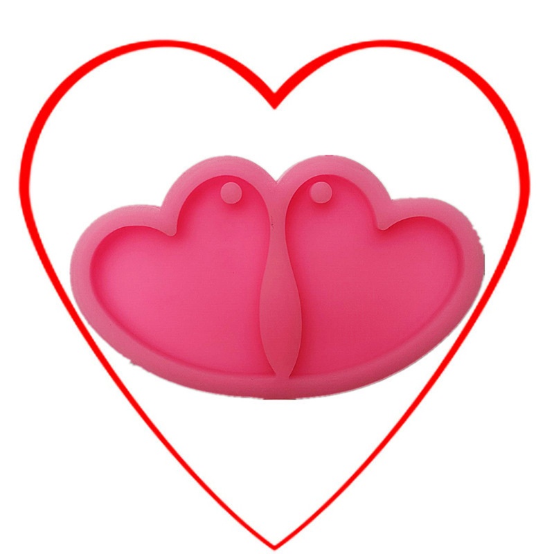 Sa Khuôn Silicone Làm Bông Tai Hình Trái Tim DIY