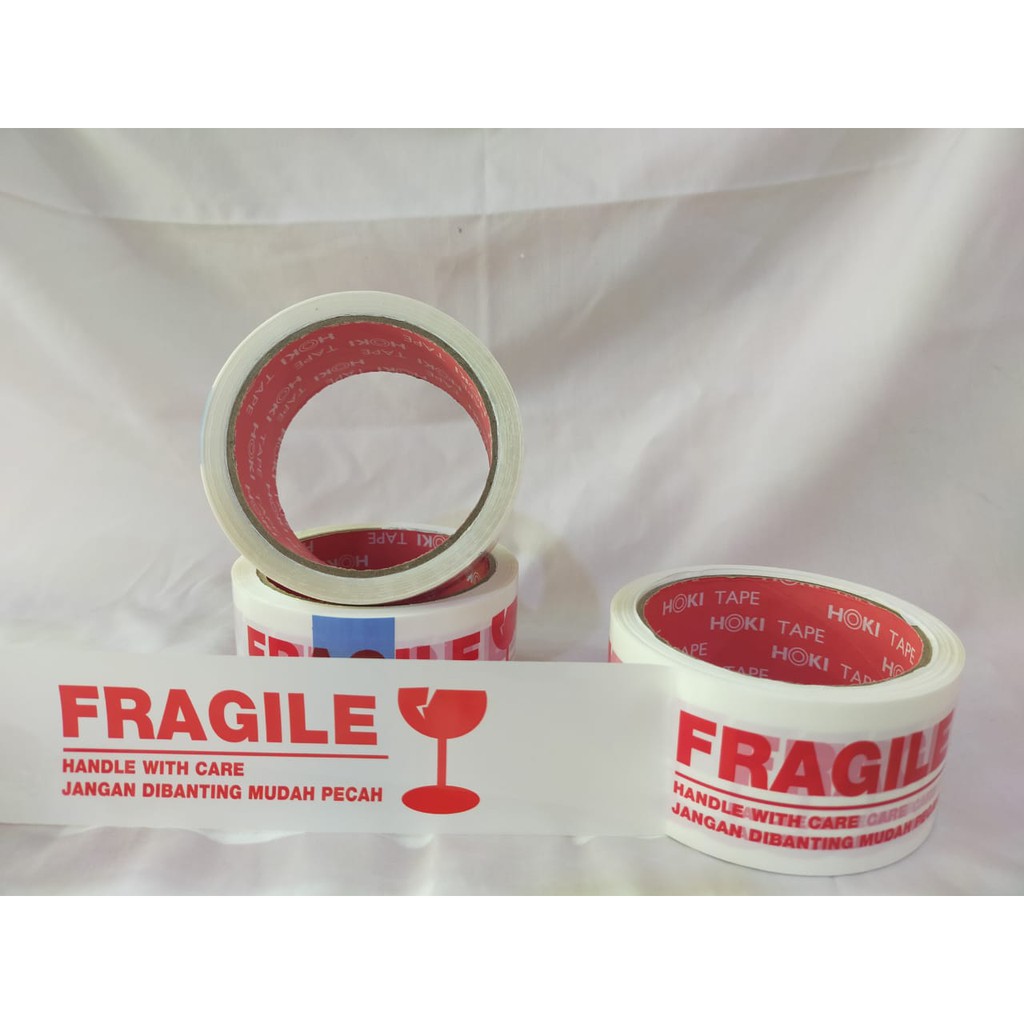 Cuộn Băng Keo 48mmx72yard-fragile Màu Đỏ Và Trắng