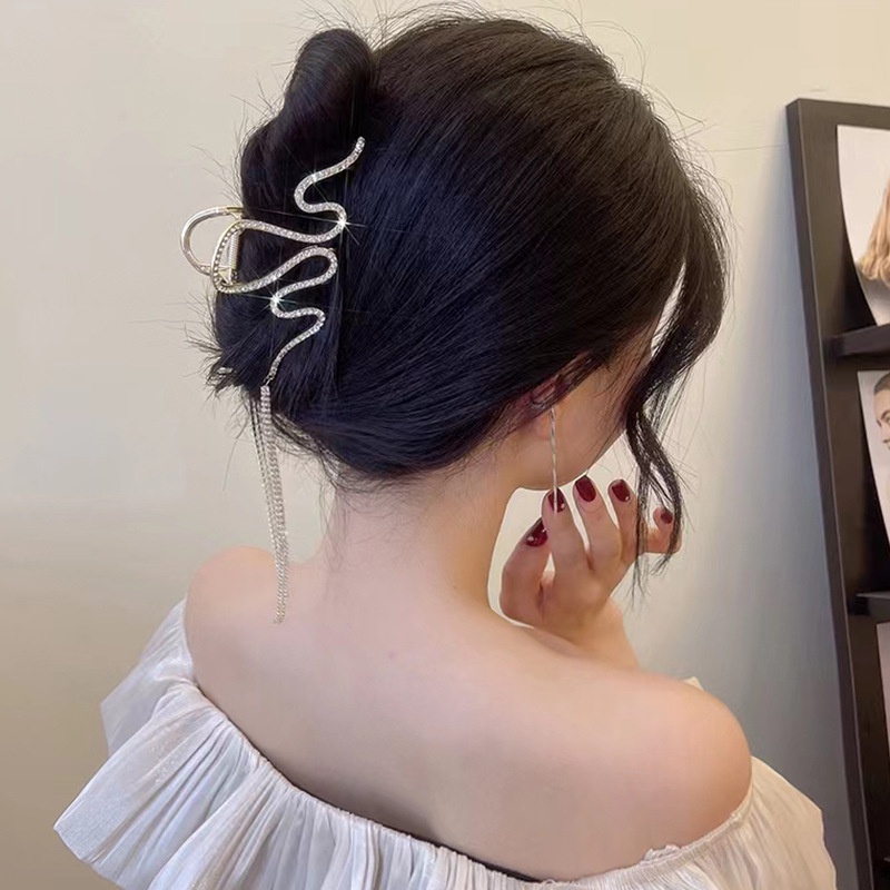Kẹp Tóc Kim Loại Đính Đá Phối Tua Rua Thời Trang Thanh Lịch Cho Nữ