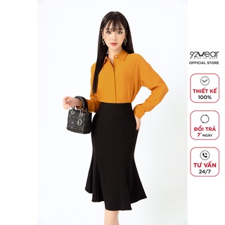 Chân váy dài công sở 92WEAR cạp cao dáng ôm đuôi cá JDA1585