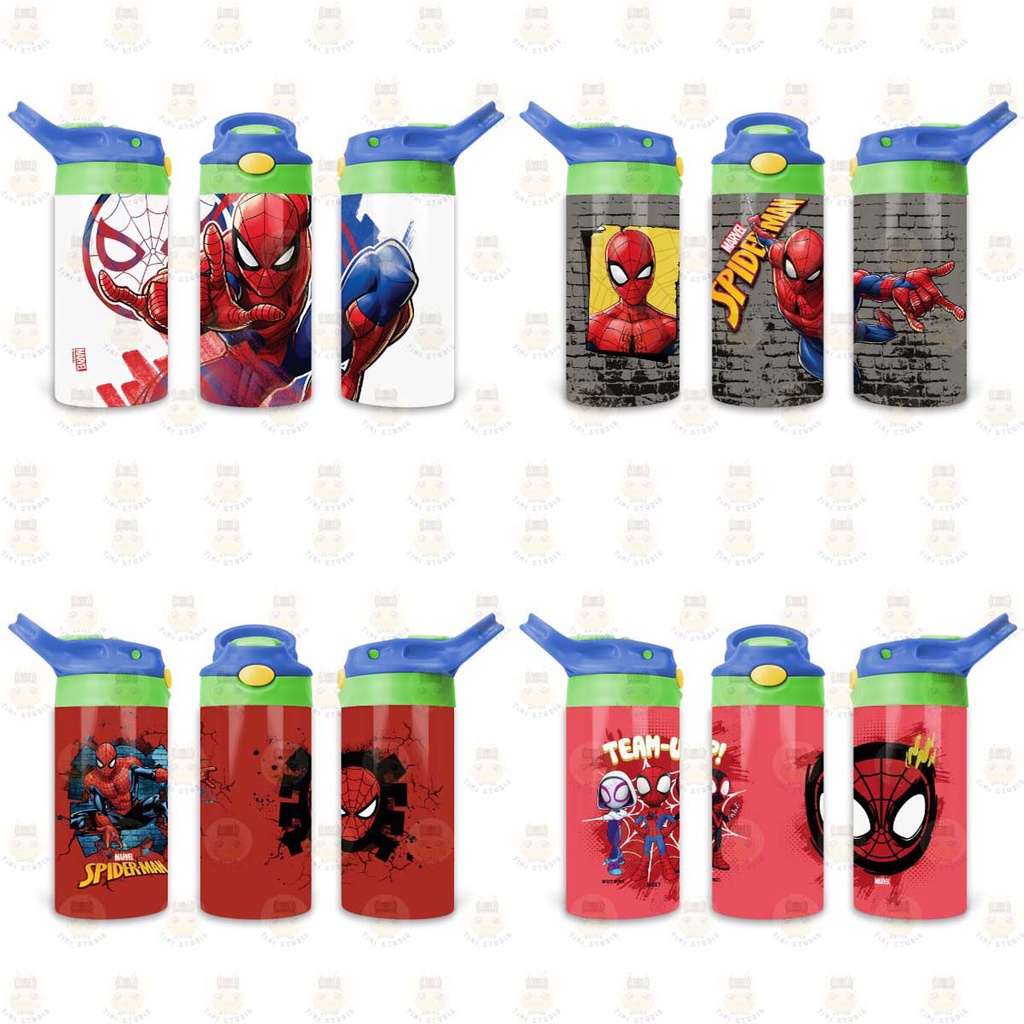 Bình Uống Nước Giữ Nhiệt Cho Bé Có Ống Hút Hình Spiderman Người Nhện - Tỉ Mỉ Studio - Mã 0707KT02
