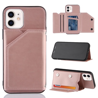 Realme C25 C25s C15 C12 C11 C3 7 6 5 5s 5i 6i Narzo 20 Pro Soft Leather Phone Case Holder Cover Wallet Solid Color Card Holders Wallet Handbag Pockets