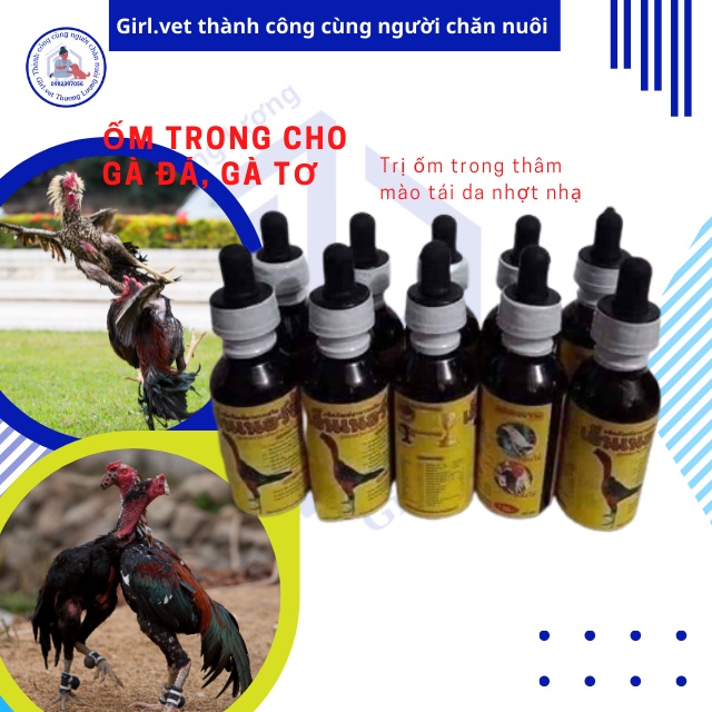 Ốm Trong Cho Gà Đá (Tre) Phục Hồi Sau Đá Chữa Da Nhợt Nhạt Thâm Mào Tái Da 1 Lọ 130ml Hàng Thái Lan