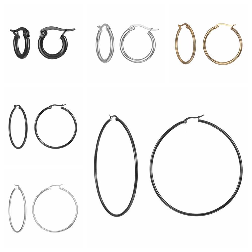 MOILYVN 1 Đôi Bông Tai Tròn Nhiều Kích Cỡ Phong Cách Punk Dành Cho Nữ