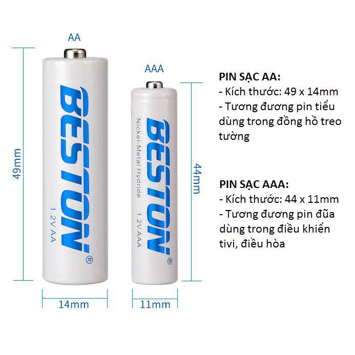 Bộ Sạc Pin AA, AAA Beston C9009 Tự ngắt khi đầy Sạc Nhanh Có Đèn báo đầy độc lập từng pin, pin sạc chính hãng