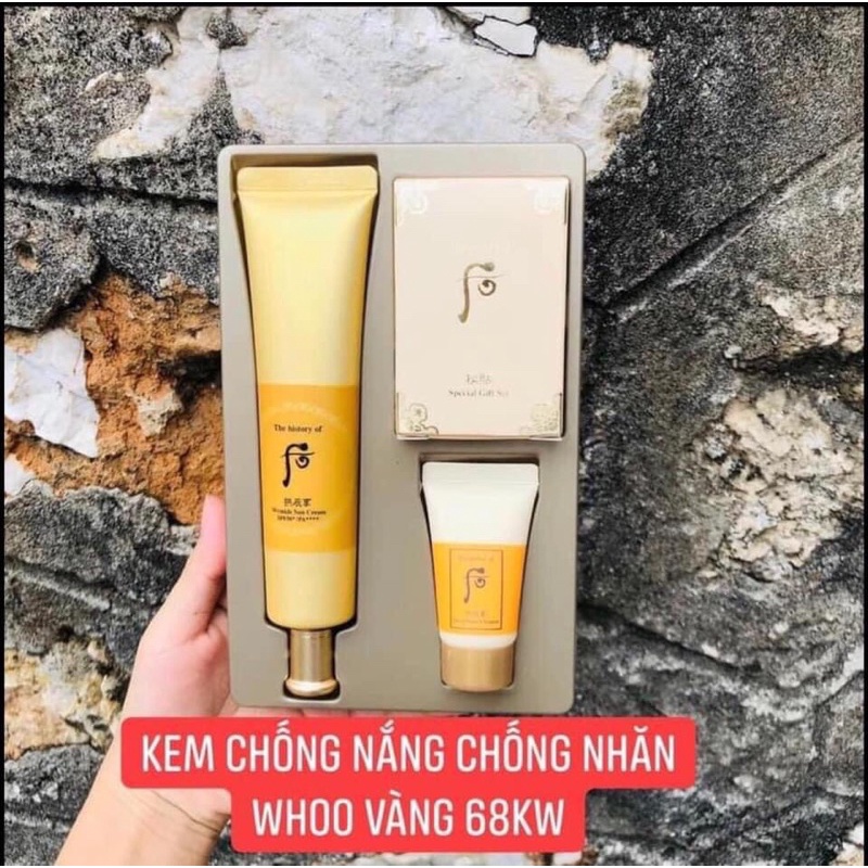 Set Kem Chống Nắng Whoo vàng wrinkle sun cream