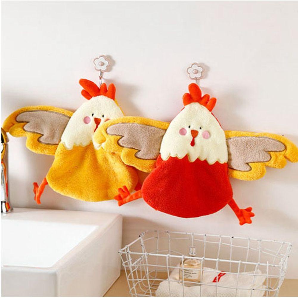IVORY Khăn Lau Tay Vải Nhung San Hô Dày Dặn Thấm Hút Nước Hình Gà Dễ Thương Trang Trí Nhà Cửa