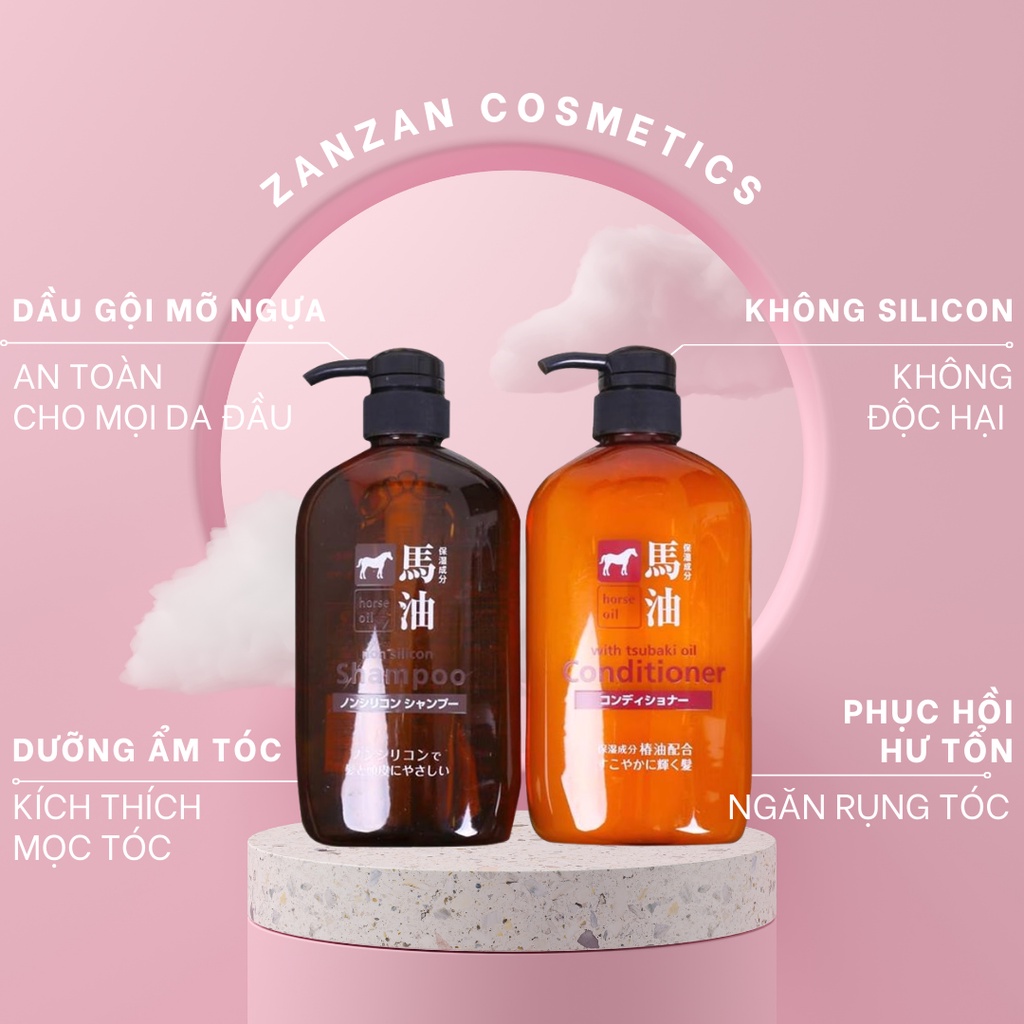 Gội-xả mỡ ngựa siêu mềm mượt tóc