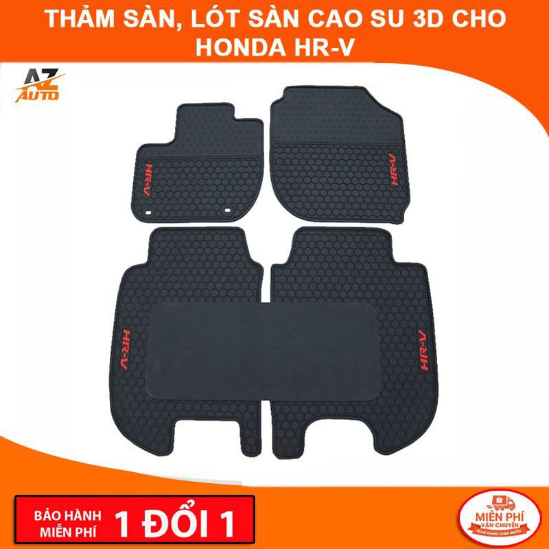 Thảm lót sàn cao su 3D cho xe Honda HRV 2018-2023 không mùi, dễ vệ sinh-Mẫu 3 tổ ong chữ đỏ