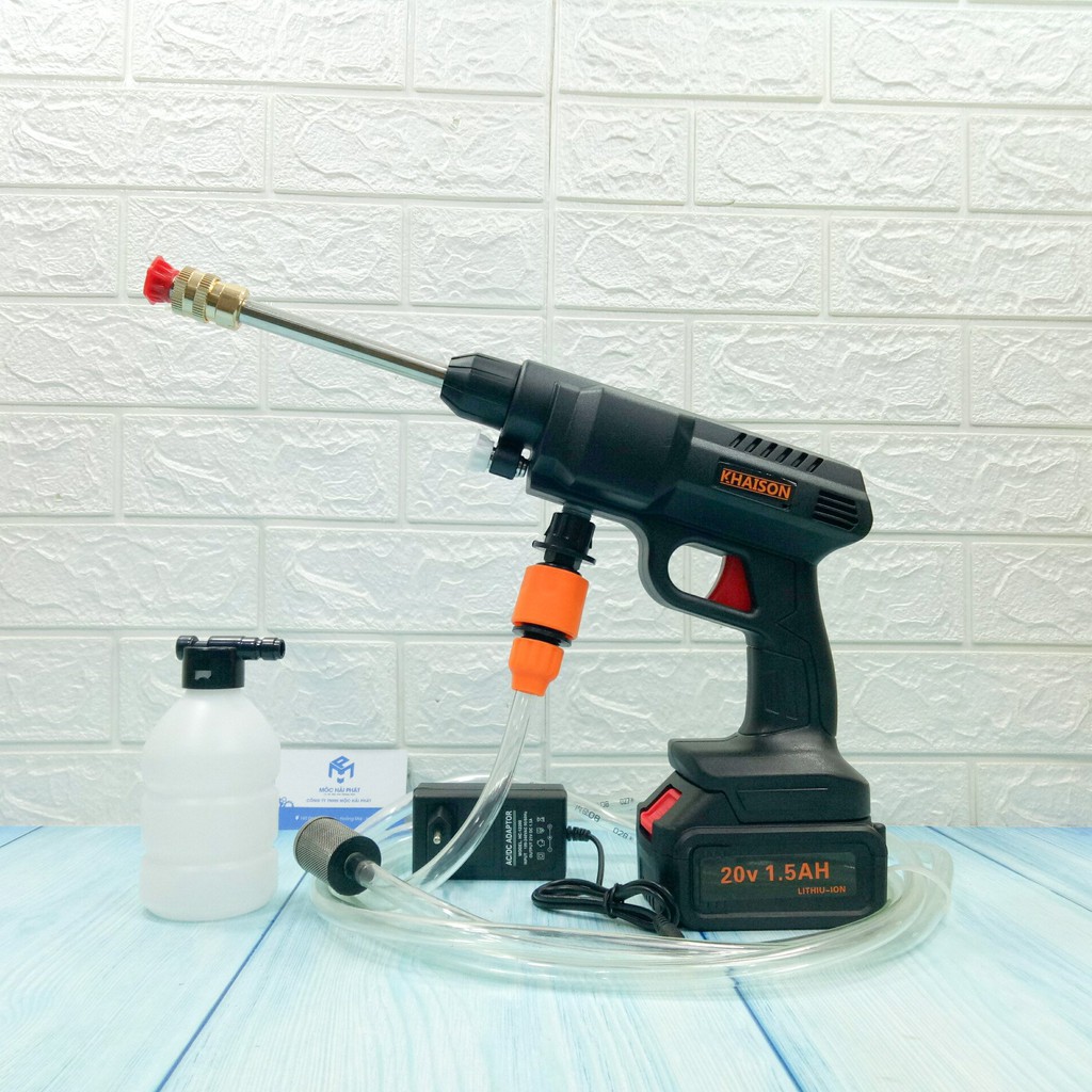 Máy xịt rửa đa năng rửa xe dùng pin KHAISON - Nghề Mộc