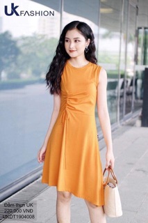 Đầm cotton rút ngực công ty