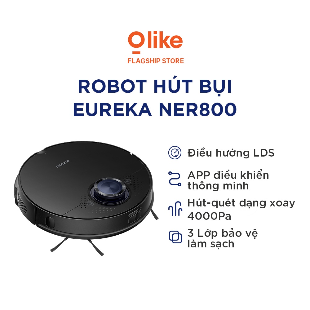 Mua 1 Tặng 1 Máy Lọc KK H128 - Robot Hút Bụi Lau Nhà Eureka NER800 | Tích Hợp Thông Minh 3 Tính Năng Quét - Hút - Lau