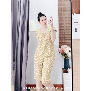 Bộ lanh nữ, đồ bộ tole nữ lững nhún vnxk 45kg-70kg, chất tole loại 1 mịn mát, thấm hút mồ hôi