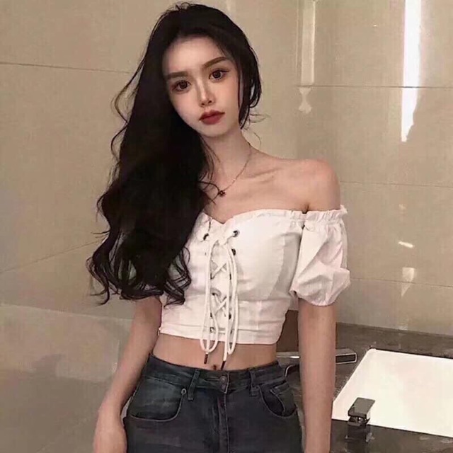 Áo trễ vai chất trơn chifon hàng Quảng Châu