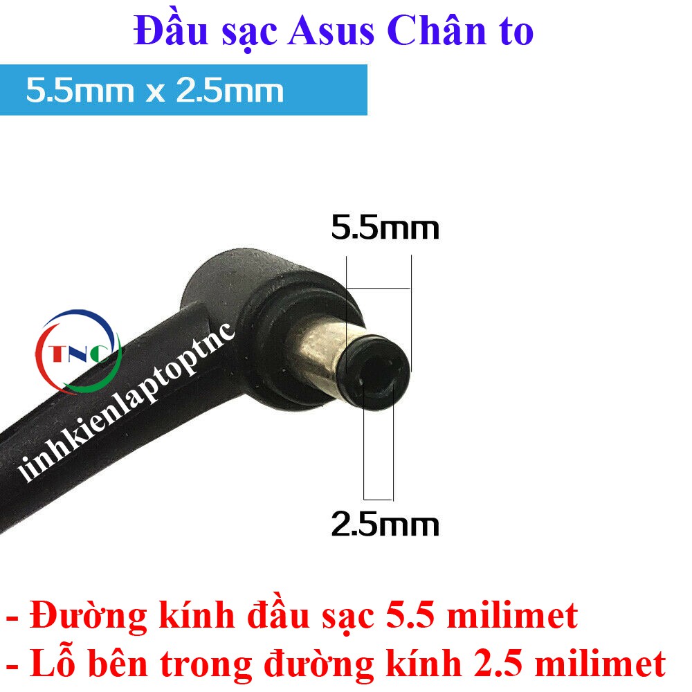 SẠC LAPTOP ASUS 19V 3.42A 65W VUÔNG ZIN kích thước chân thường to 5.5mm*2.5mm [Bảo hành 12 tháng]