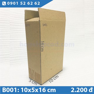 50 hộp ship cod, hộp carton đóng hàng B001 - KÍCH THƯỚC: 10x5x16 cm