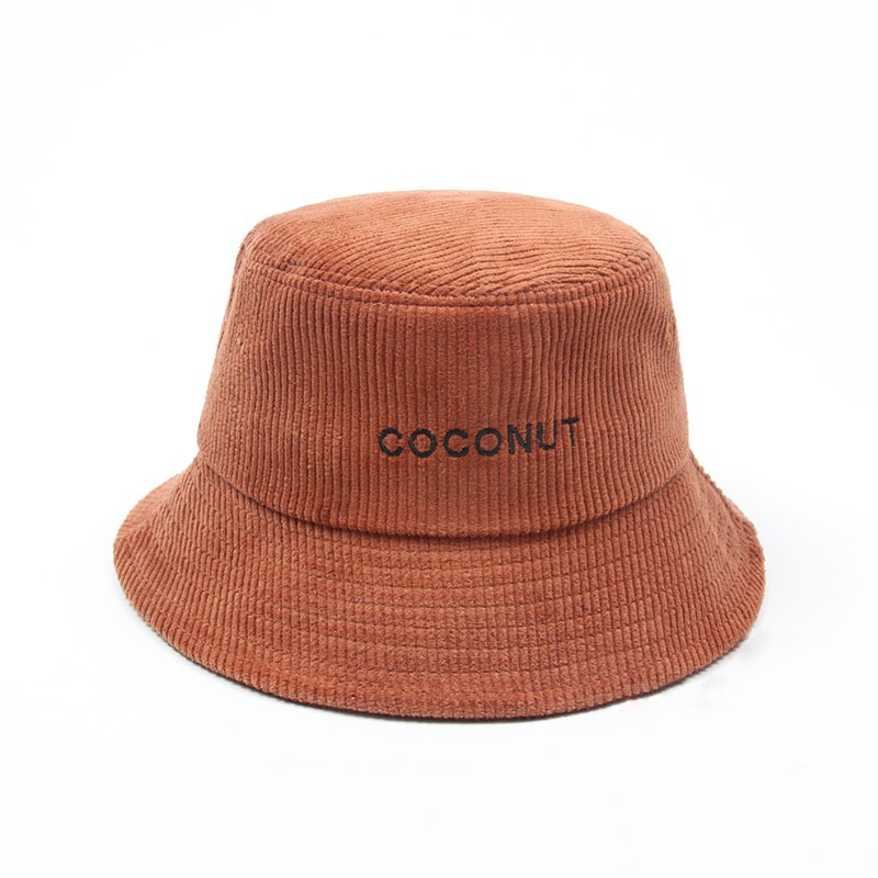 Mũ Bucket Nhung Thêu Chữ Phong Cách Retro Hàn Quốc