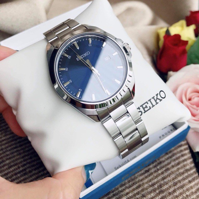 Chính hãng Japan Đồng hồ nam Seiko SUR207P1 -  Dây Thép Không Rỉ - Mặt Xanh Sunray - Bảo Hành 60 Tháng