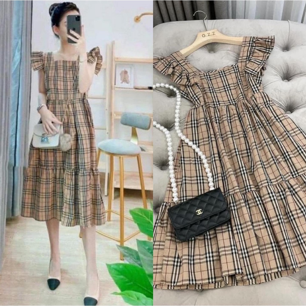 Váy bầu hay dây bản to thêu hoa dáng dài