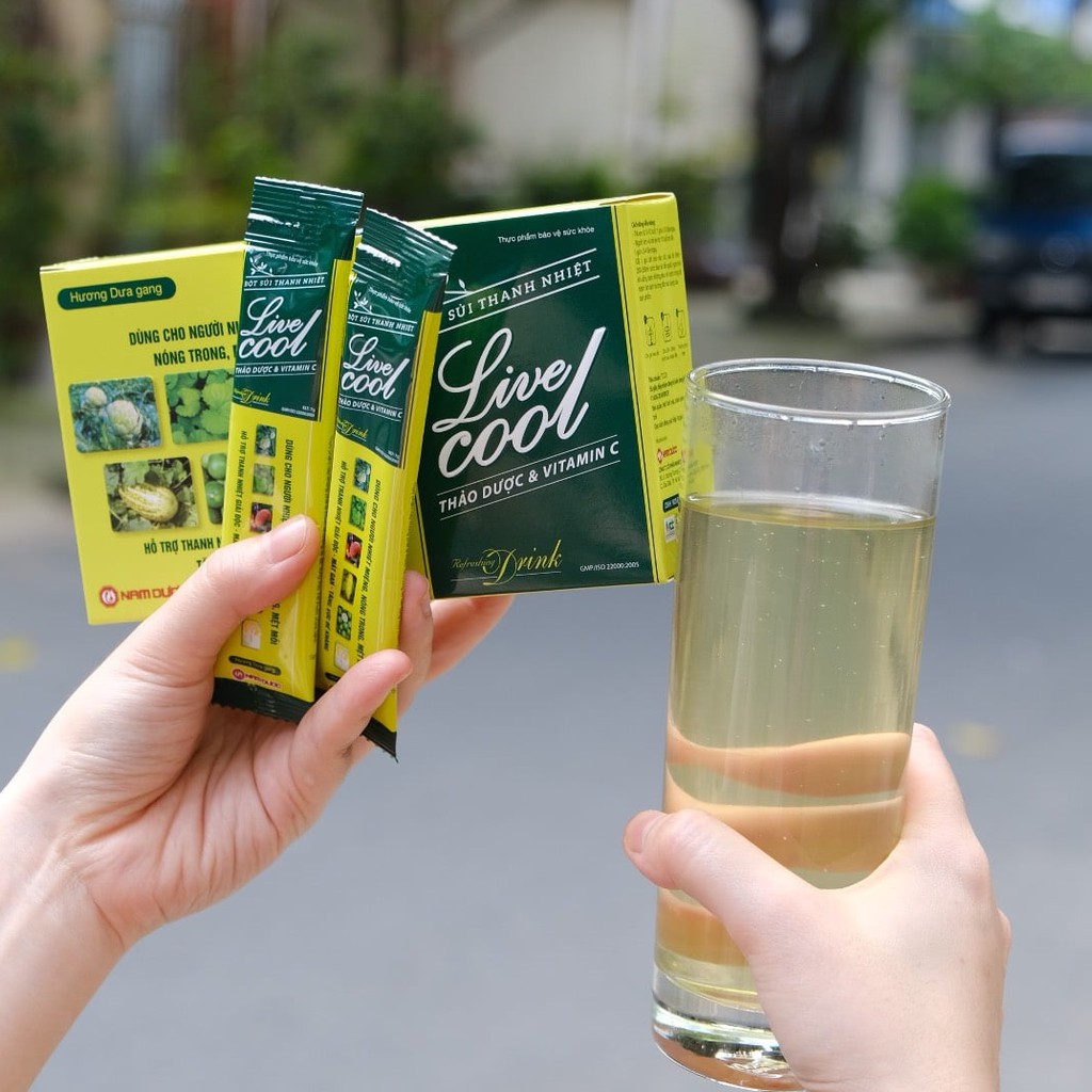 Bột Sủi Thanh Nhiệt Hương Dưa Gang Live Cool / Livecool - Làm Từ Các Loại Thảo Dược &amp; Vitamin C - cvspharmacy