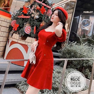 Bigsize Đầm nhung kết ngọc D658