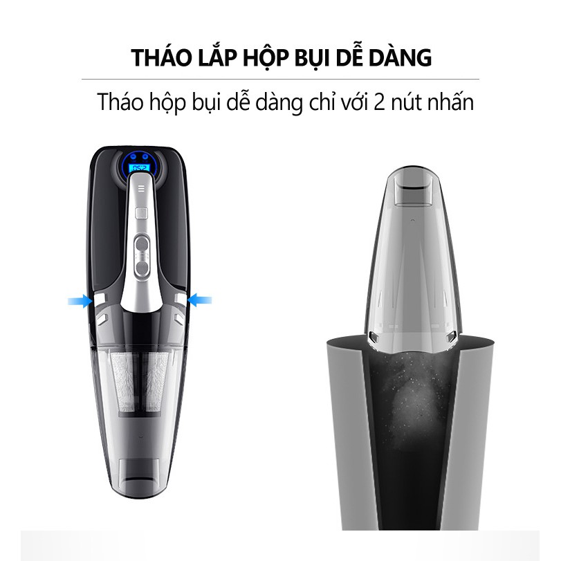 Máy hút bụi kiêm bơm lốp ô tô RUNDONG R6055 120W, cao cấp đa năng 4 in 1.
