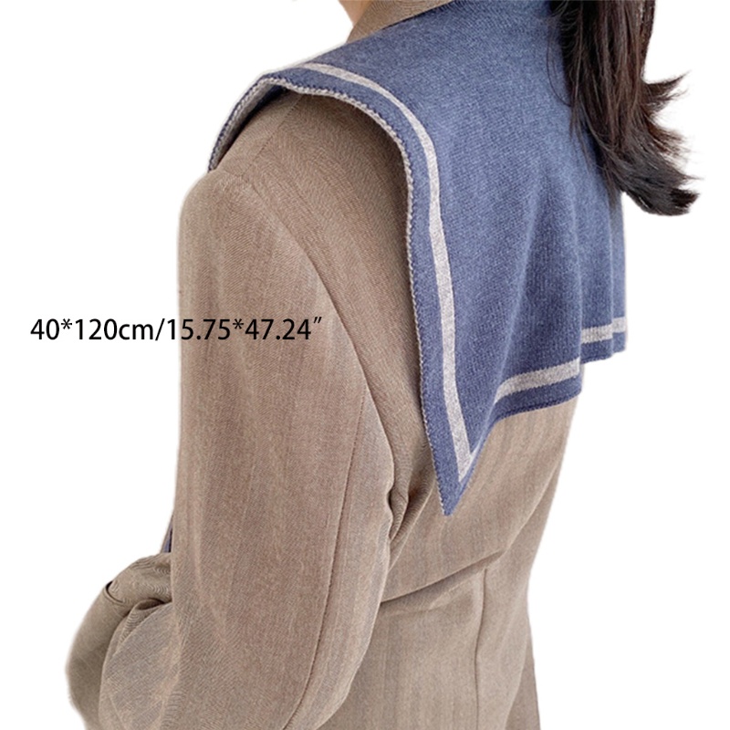Khăn Choàng Cổ Dệt Kim Kẻ Sọc Màu Sắc Tương Phản Thời Trang Mùa Đông Cho Nữ