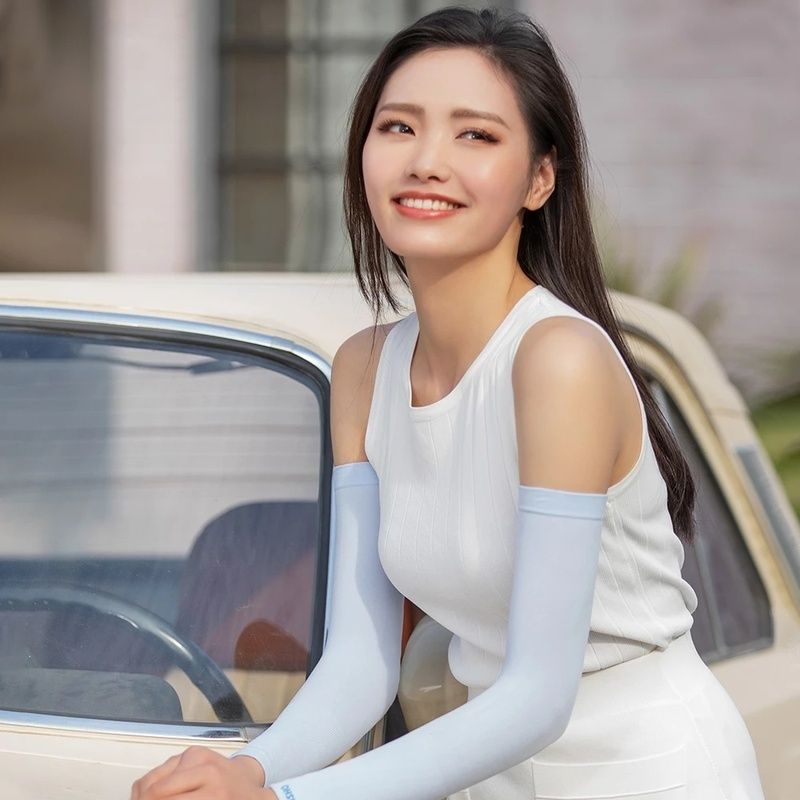 1 Cặp Găng Tay Dài Bằng Lụa Lạnh Chống Nắng Tia UV Đi Xe Đạp Ngoài Trời Cho Nam Nữ