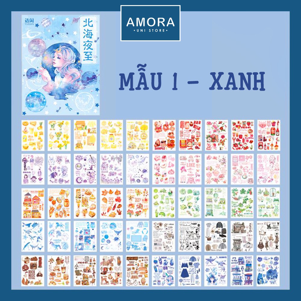 SET 50 tờ sticker Angel Style khổ A6 - trang trí sổ tay, Hand Book - chất liệu giấy cao cấp Nhật Bản - Amora UNI