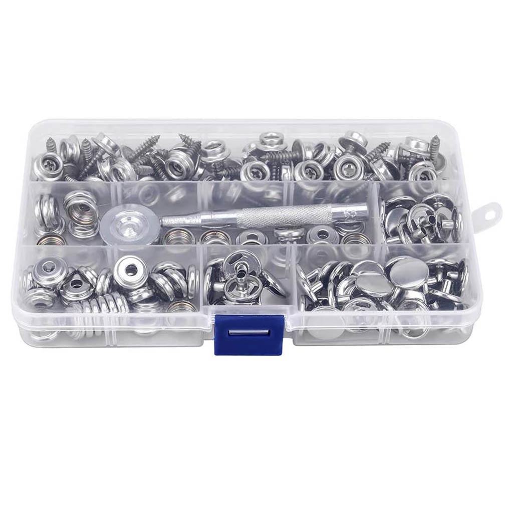 [CHOO] 150 Pcs/set Stainless Steel Snap Button Boat Sailcloth Canvas Snap Fastener Socket Screw Kit with Setting Tool