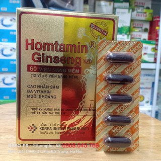 Homtamin Ginseng hộp 12 vỉ x 5 viên nang mềm