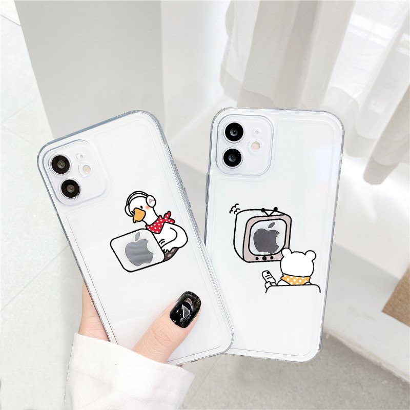 Ốp lưng iphone trong cạnh vuông BVC gấu TV 6plus/6s/6splus/7/7plus/8/8plus/x/xr/xs/11/12/pro/max/plus/promax-Awifi B2-17 | BigBuy360 - bigbuy360.vn