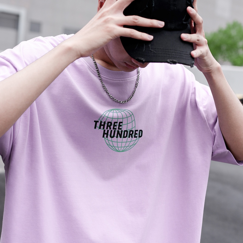 Áo Thun Tím In Chữ The World Gorgeous Màu Xanh Chất Liệu 100% Cotton Form Rộng Thoải Mái Unisex Nam Nữ